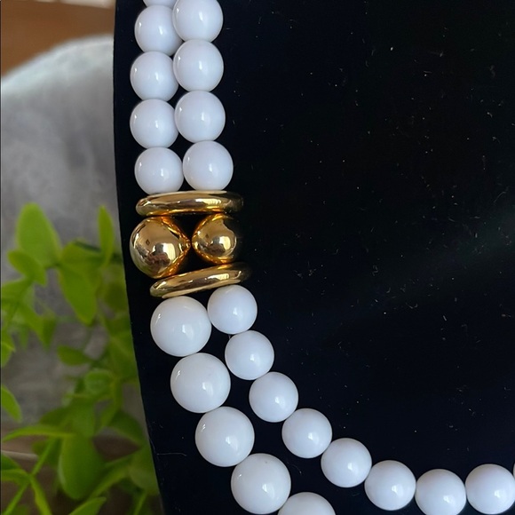 Napier White and Gold Double-Strand Pearl Necklace - Picture 2 of 8